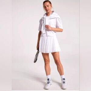 CALIA Pure White Pleated Mesh Skort Size Large